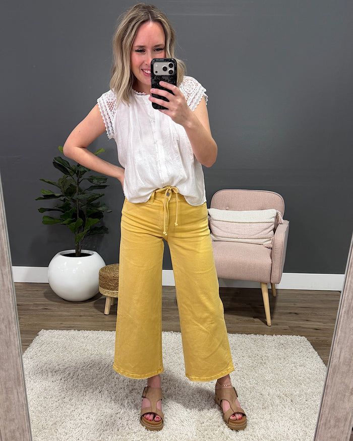 Vervet Kacie Cropped Wide Leg Jeans - Marigold Vervet