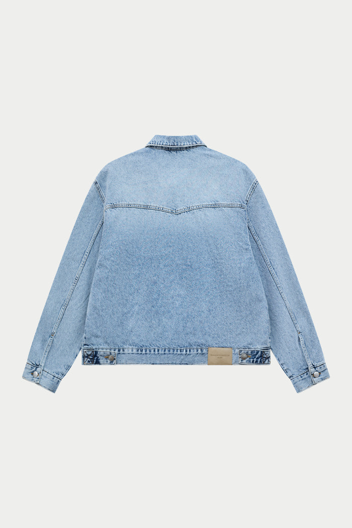 WASHED DENIM TRUCKER JACKET - BLUE WASH