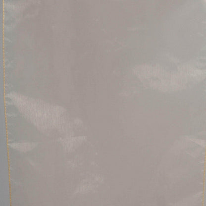 Gray fabric with a subtle sheen and golden trim.
