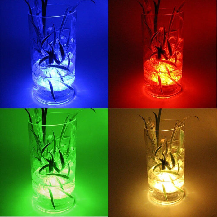 LED color-changing vase with decorative plants in four vibrant colors
