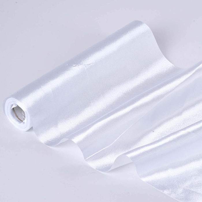 White satin fabric roll with a smooth finish for crafting and sewing projects