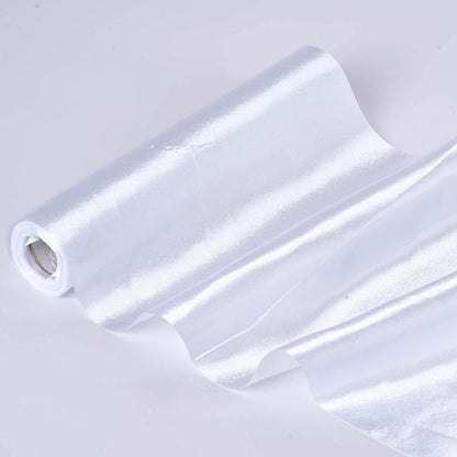 White satin fabric roll with a smooth finish for crafting and sewing projects
