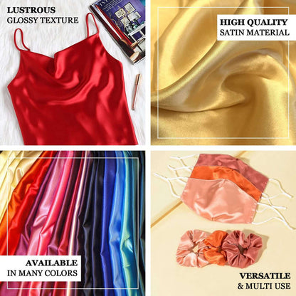 Lustrous satin fabric in various colors for versatile fashion use.