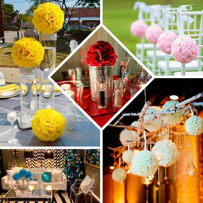 Colorful floral arrangements for event decor in various settings.