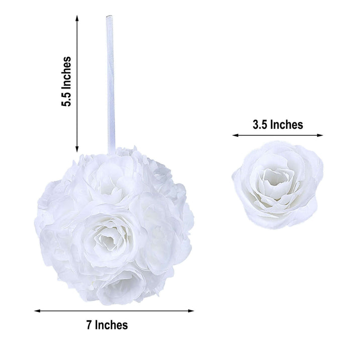 White floral ball and rose decoration, perfect for weddings and events.