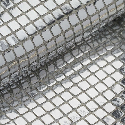 Silver mosaic tile sheet with reflective surface texture. #whtbkgd