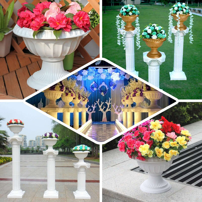 Elegant white flower vases with colorful blooms for decorative settings