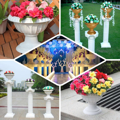 Elegant white flower vases with colorful blooms for decorative settings