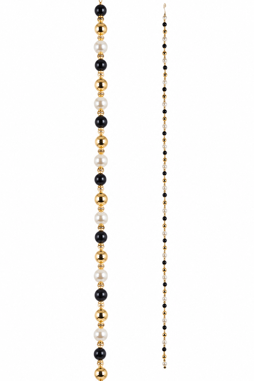 5' Black, White And Pearl Garland