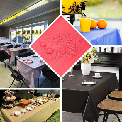 Colorful table setups for a birthday party with food and drinks.