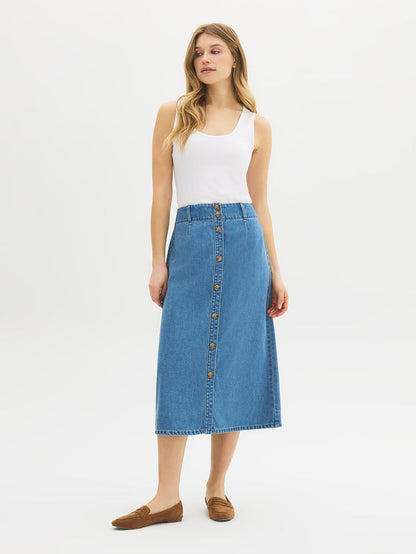 A-Line Denim Skirt by Suzy.