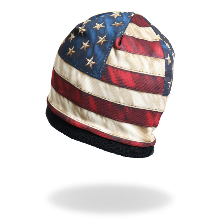 American Flag Beanie: Description

Soft cotton / polyester beanie with bright sublimated design! Snug fit to stay on while yo