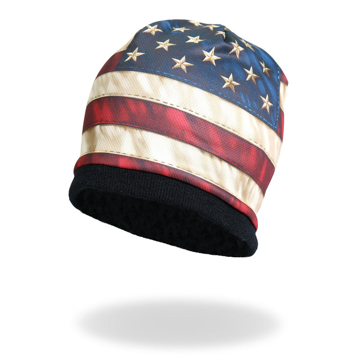 American Flag Beanie: Description

Soft cotton / polyester beanie with bright sublimated design! Snug fit to stay on while yo