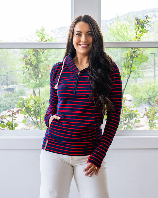 Ampersand Ave Sailaway Stripes HalfZip Sweatshirt SALE Ampersand Ave