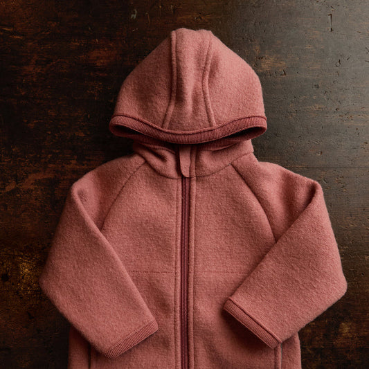 Baby & Kids Boiled Merino Wool Zip Jacket - Soft Pink