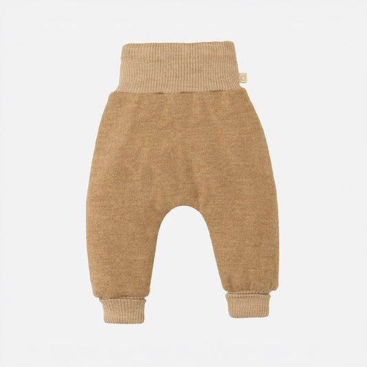 Baby Light Weight Boiled Merino Wool Cuffed Pants - Caramel