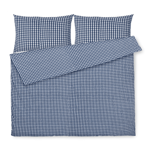 Bæk&Bølge Organic Cotton Seersucker Duvet Cover Set in Dark Blue/White by JUNA