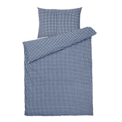 Bæk&Bølge Organic Cotton Seersucker Duvet Cover Set in Dark Blue/White by JUNA