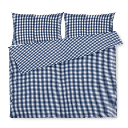 Bæk&Bølge Organic Cotton Seersucker Duvet Cover Set in Dark Blue/White by JUNA