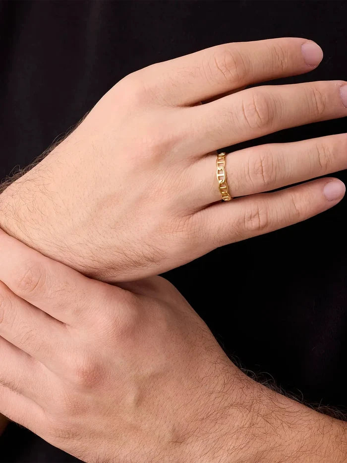 ATOLYEWOLF Bar Chain Ring in Gold - Rings YÜZÜK