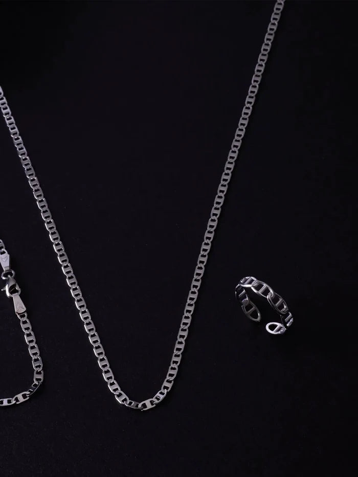 ATOLYEWOLF Bar Chain Ring in Silver - Rings YÜZÜK