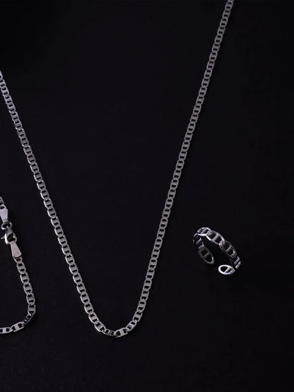 ATOLYEWOLF Bar Chain Ring in Silver - Rings YÜZÜK