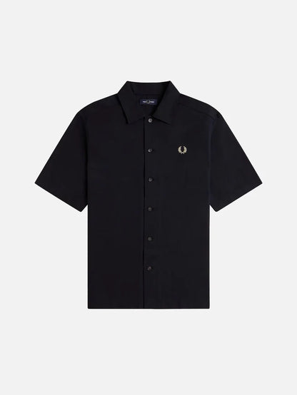 FRED PERRY Basket Weave Shirt - Black - Shirts GÖMLEK