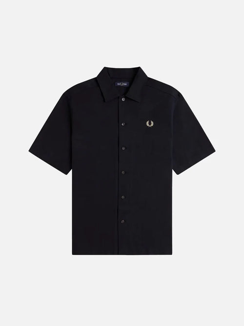 FRED PERRY Basket Weave Shirt - Black - Shirts GÖMLEK
