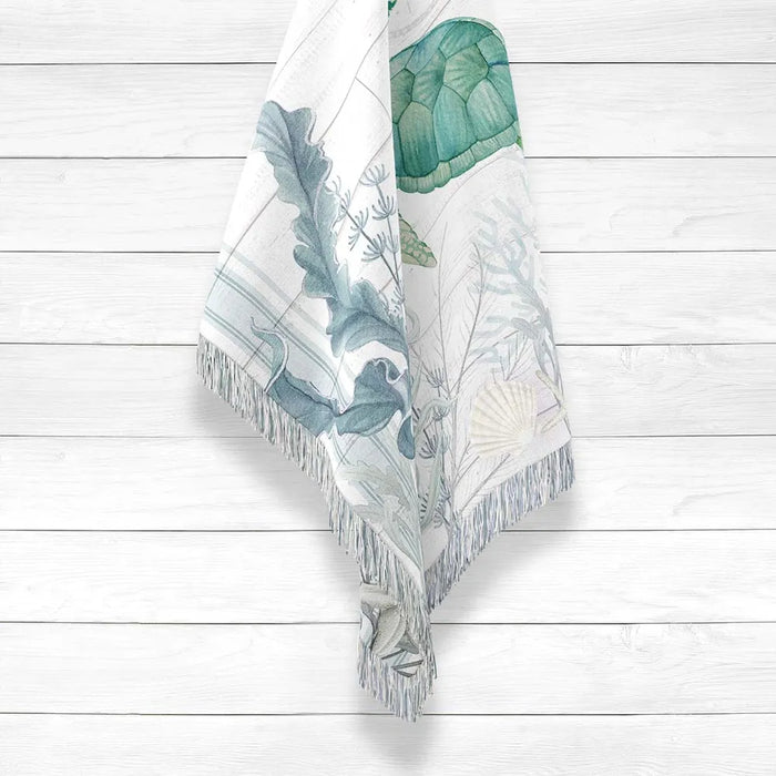 Beach Therapy Turtle Woven Throw Blanket