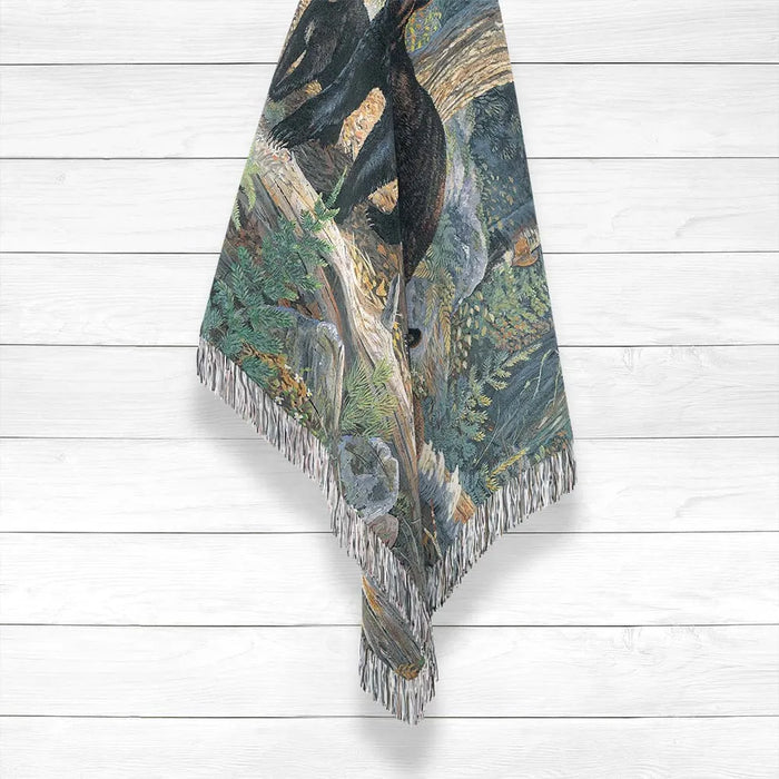Black Bear Family Woven Throw Blanket