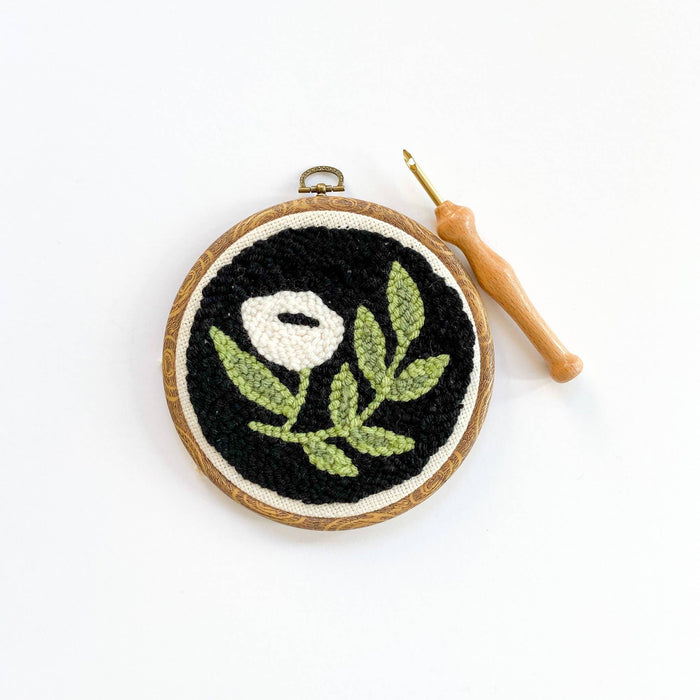 Black Floral Begin To Punch Needle Kit