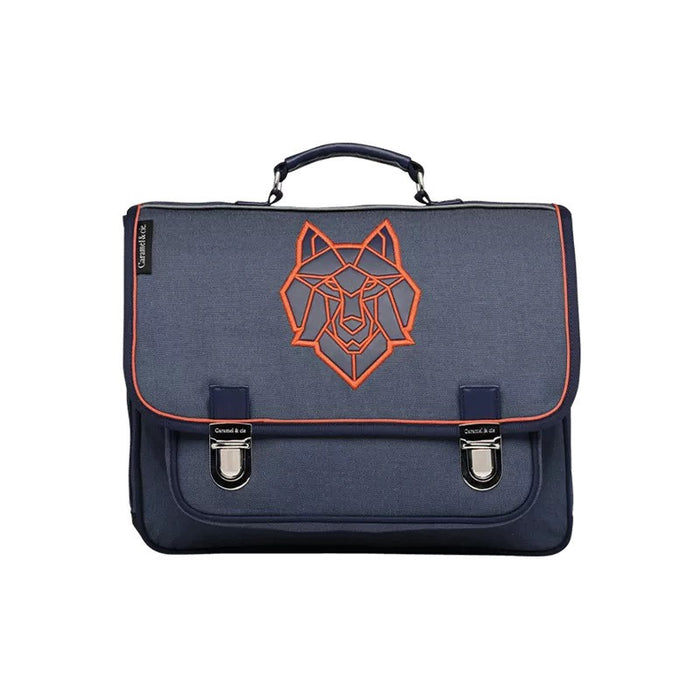 Caramel & Cie Cartable Moyen Loup Bleu backpack