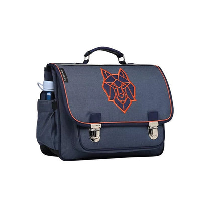 Caramel & Cie Cartable Moyen Loup Bleu backpack