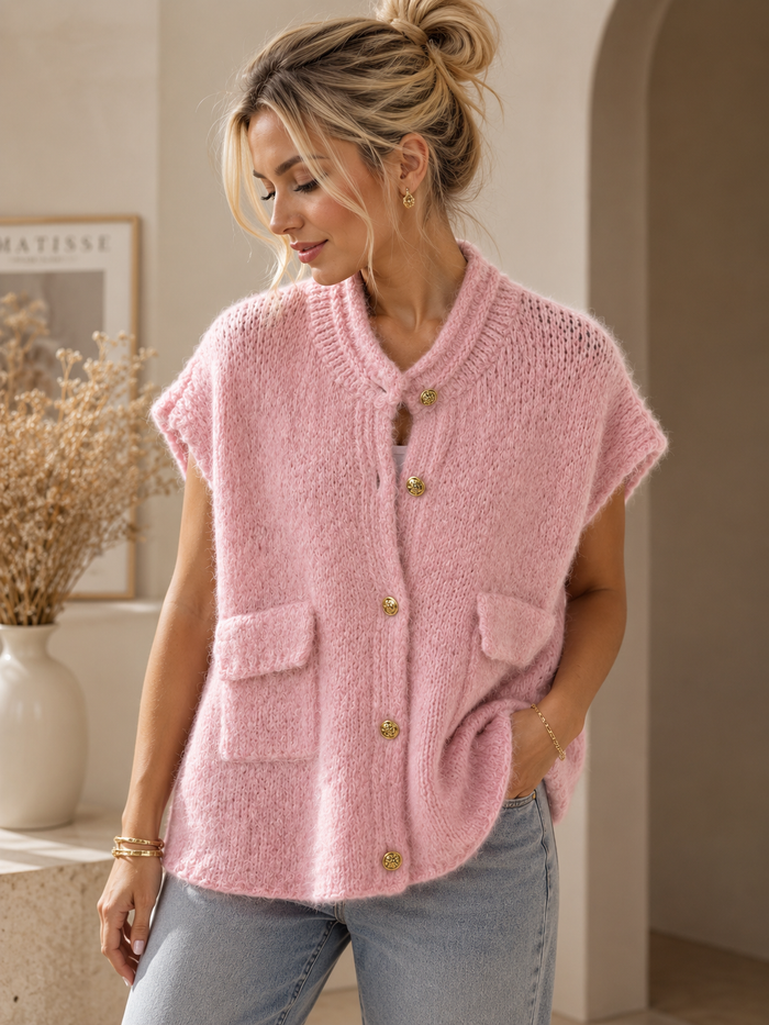 Bouclé Strickweste – Soft Pink