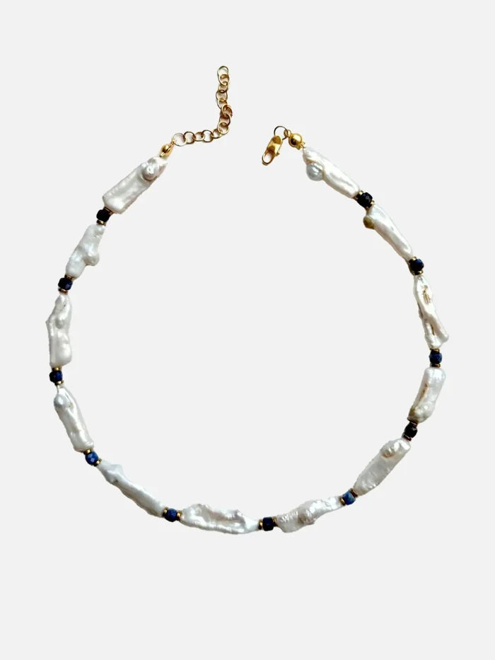 L'ATELIER DES PERLES Brume Lapis Lazuli ve Barok İncili Kolye - Necklaces KOLYE