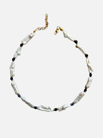 L'ATELIER DES PERLES Brume Lapis Lazuli ve Barok İncili Kolye - Necklaces KOLYE
