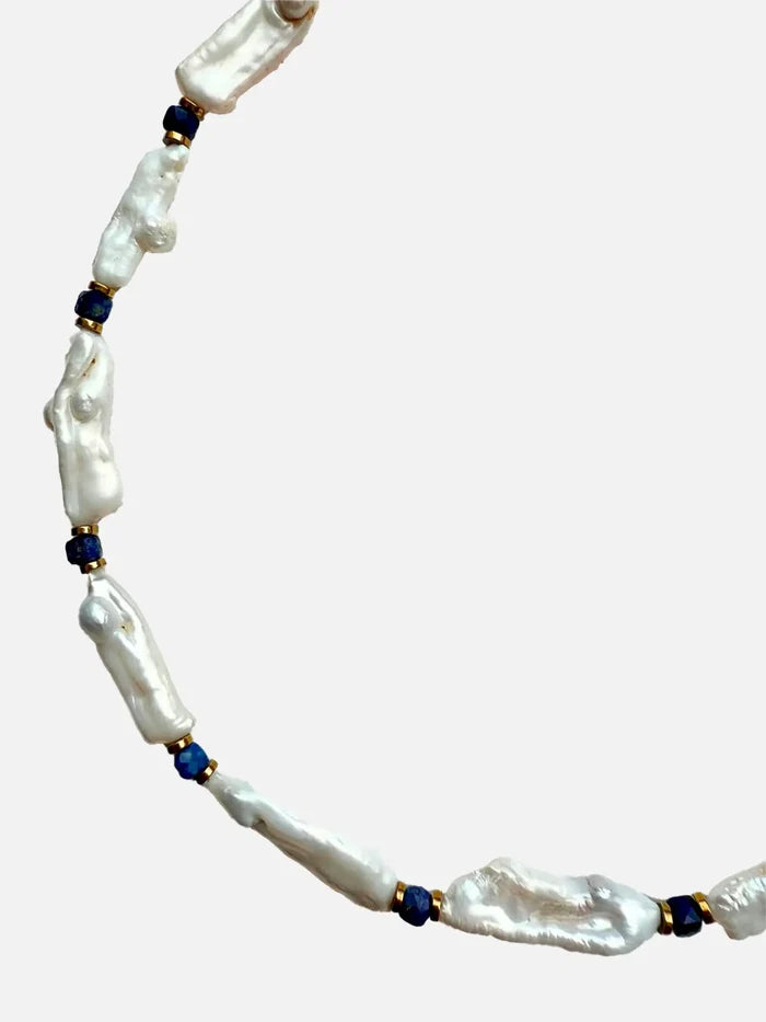 L'ATELIER DES PERLES Brume Lapis Lazuli ve Barok İncili Kolye - Necklaces KOLYE