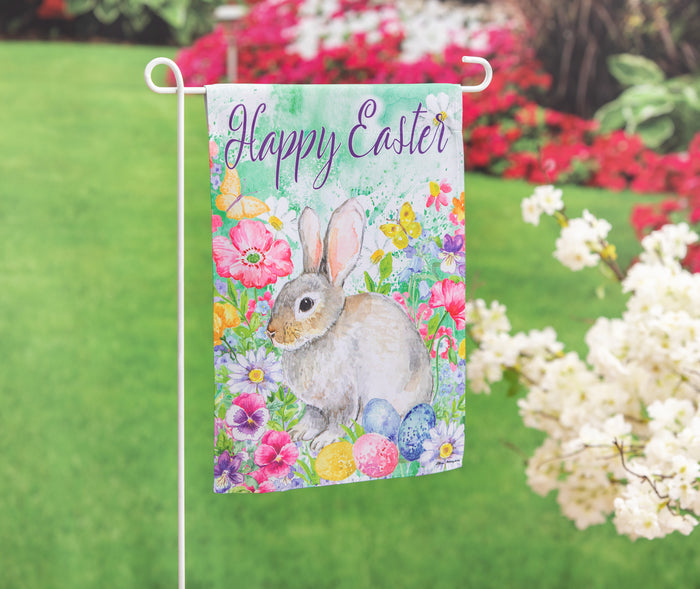 Bunny in the Garden Suede Garden Flag