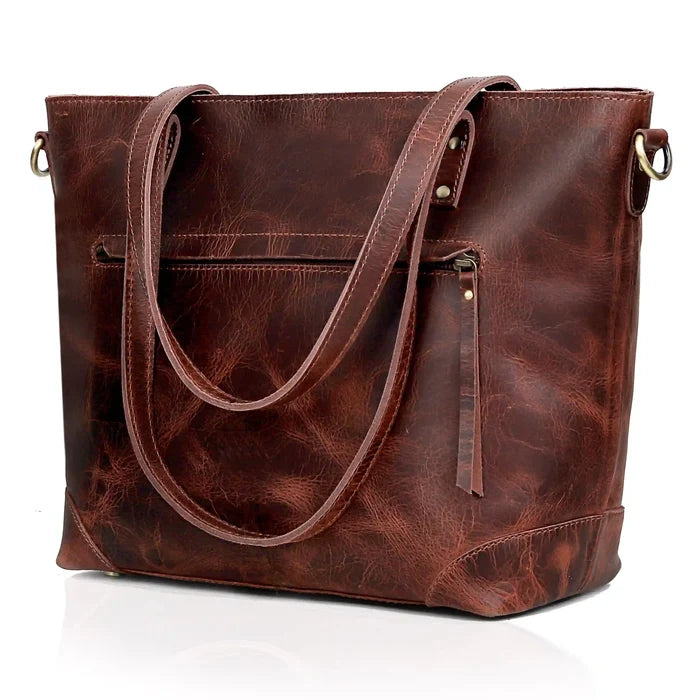 Burgundy Portland Buffalo Leather Tote Bag Combo Set