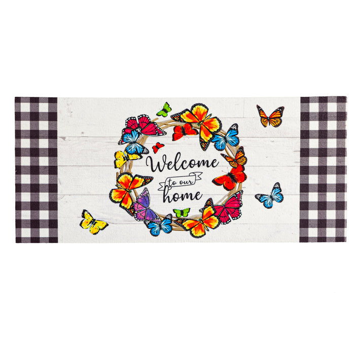 Butterfly Welcome Wreath Sassafras Insert Mat