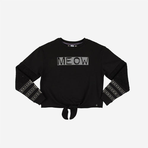 Catwoman Meow Front Tie Long Sleeve - Heroes & Villains-DC Comics-Cropped Long Sleeve