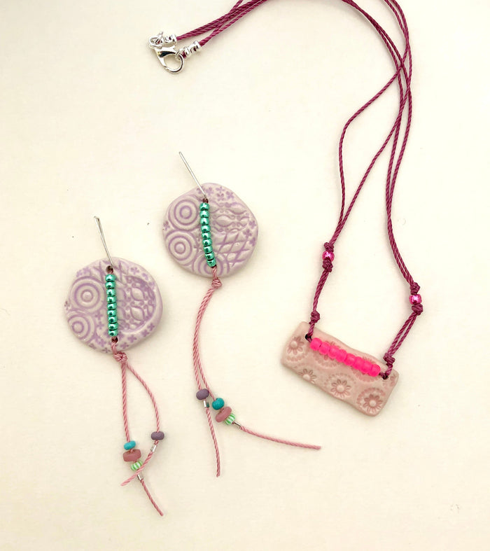 Ceramic Necklace in Pink