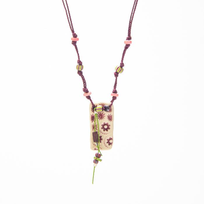 Ceramic Necklace in Wine