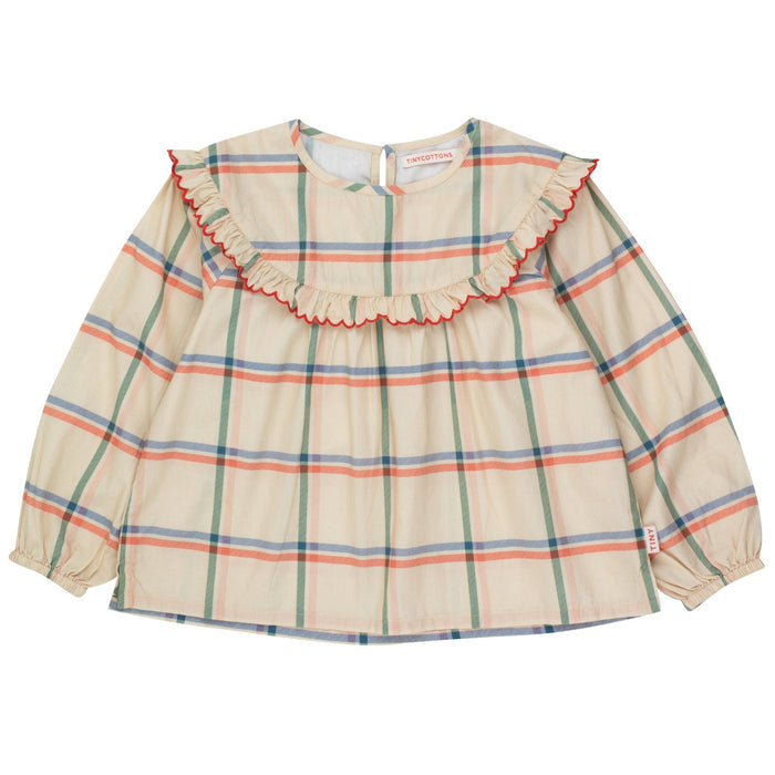 Check Scalloped Blouse Vanilla