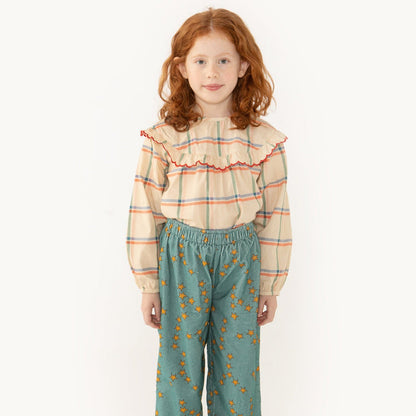 Check Scalloped Blouse Vanilla