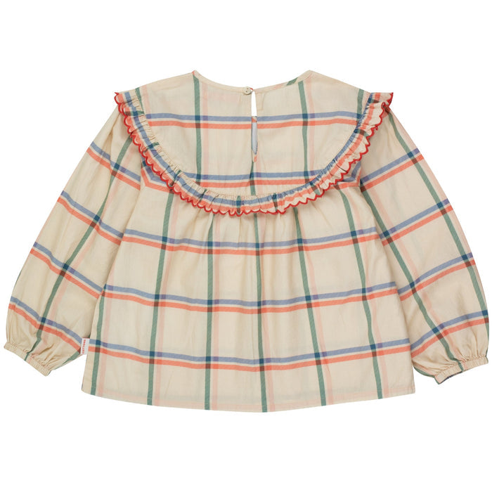Check Scalloped Blouse Vanilla