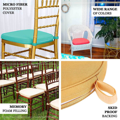 Chair cushion covers in various colors with foam filling and skid-proof backing.