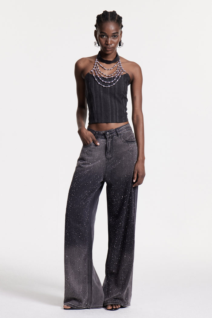 Christin Pearl Halter Neck Top