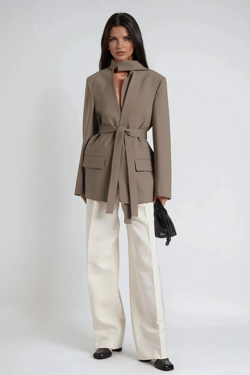 Cili Asymmetric Plunge Blazer