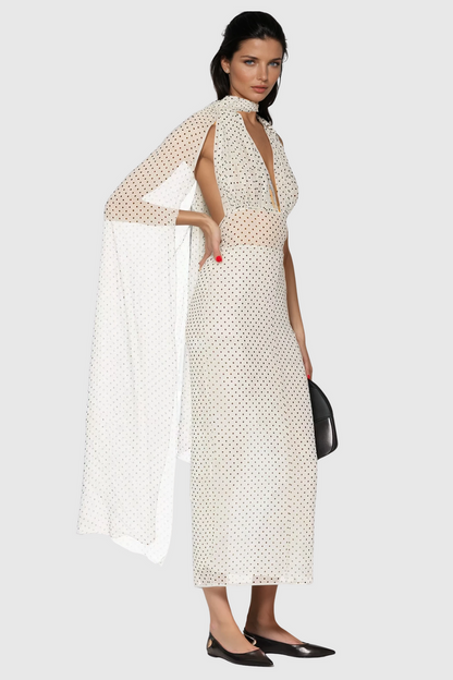 Cismaan Dot Scarf Maxi Dress